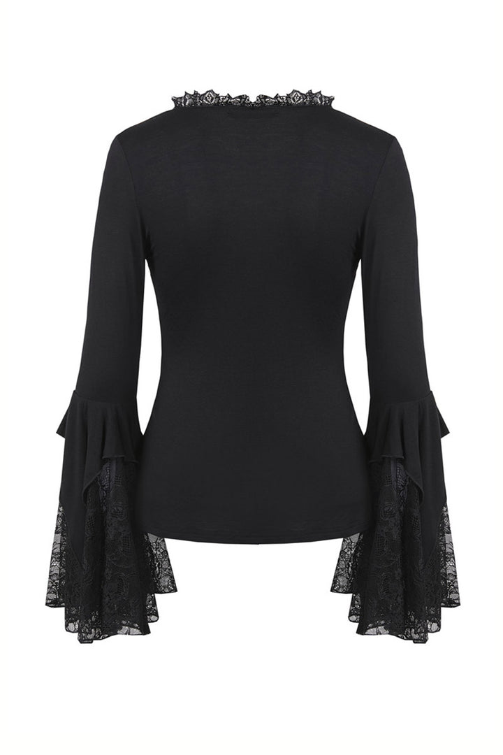 lace cut out witchy irregular hem sleeve top