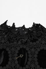 puff sleeve gothic top with vintage key pendant 