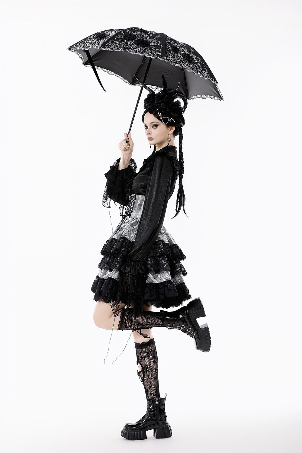 victorian goth foldable embroidered lace umbrella