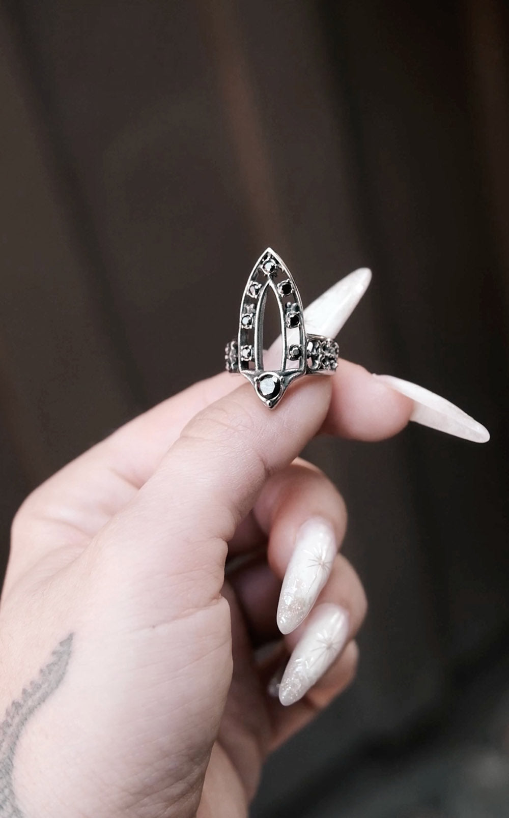 black cubic zirconia stainless steel ring