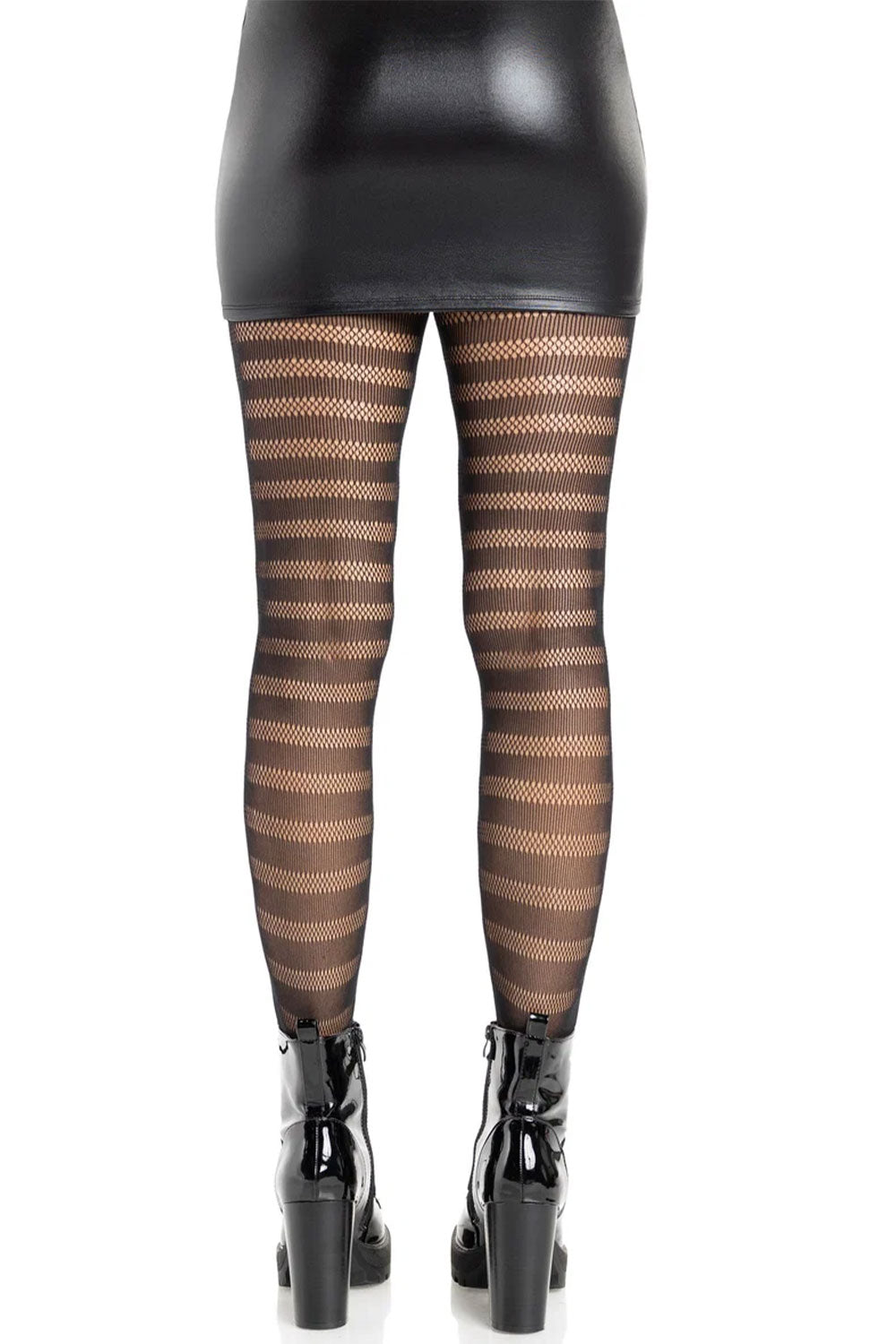 Punk fashion stockings with horizontal black striping