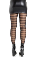 Punk fashion stockings with horizontal black striping
