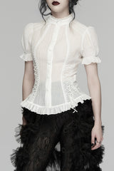 puff shoulder embroidered top 