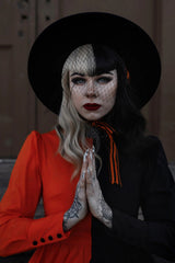 Sombrero con velo de pesadilla naranja 