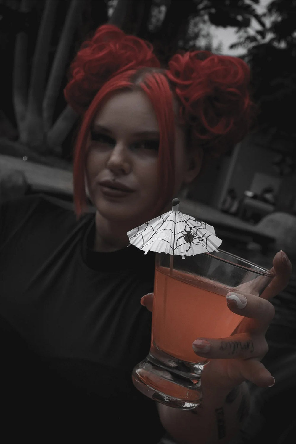 Spooky Cocktail Umbrellas [WHITE w/ BLACK SPIDERS]