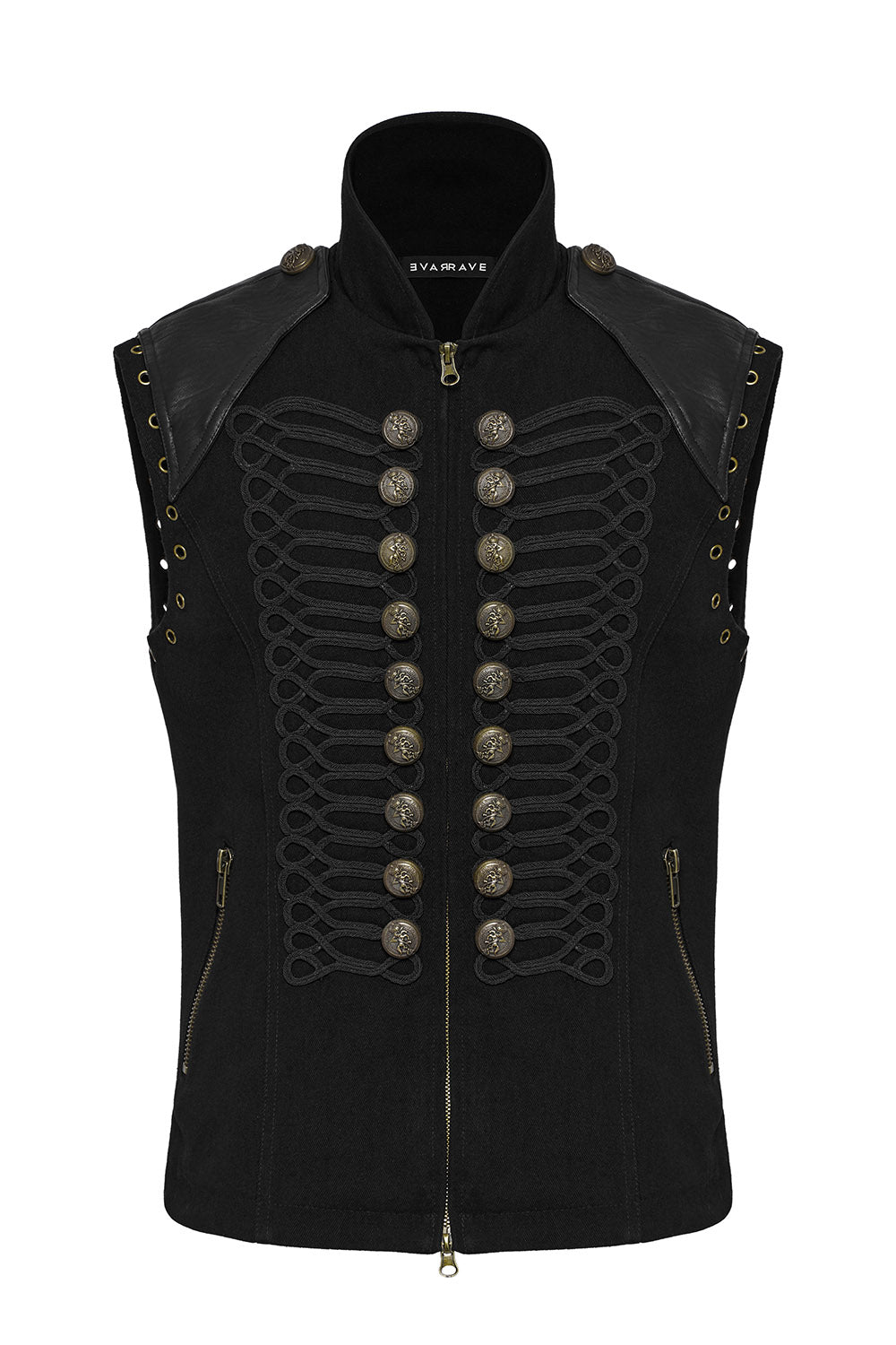 embroidered military goth waistcoat