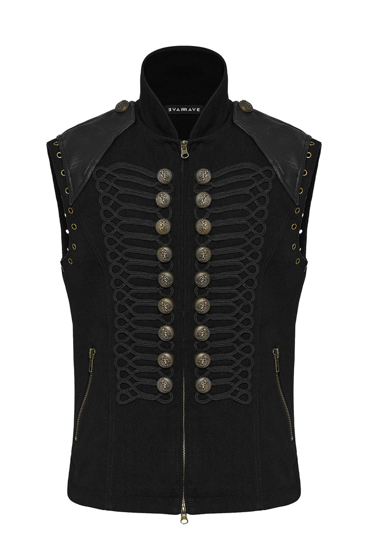 embroidered military goth waistcoat