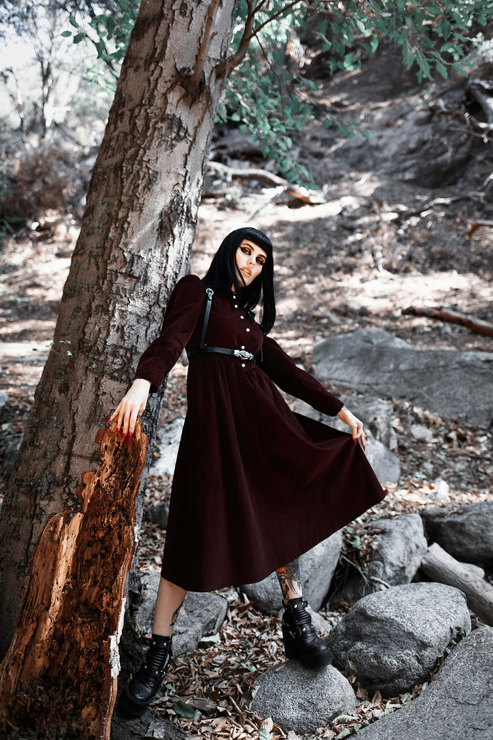 womens burgundy goth maxi dress