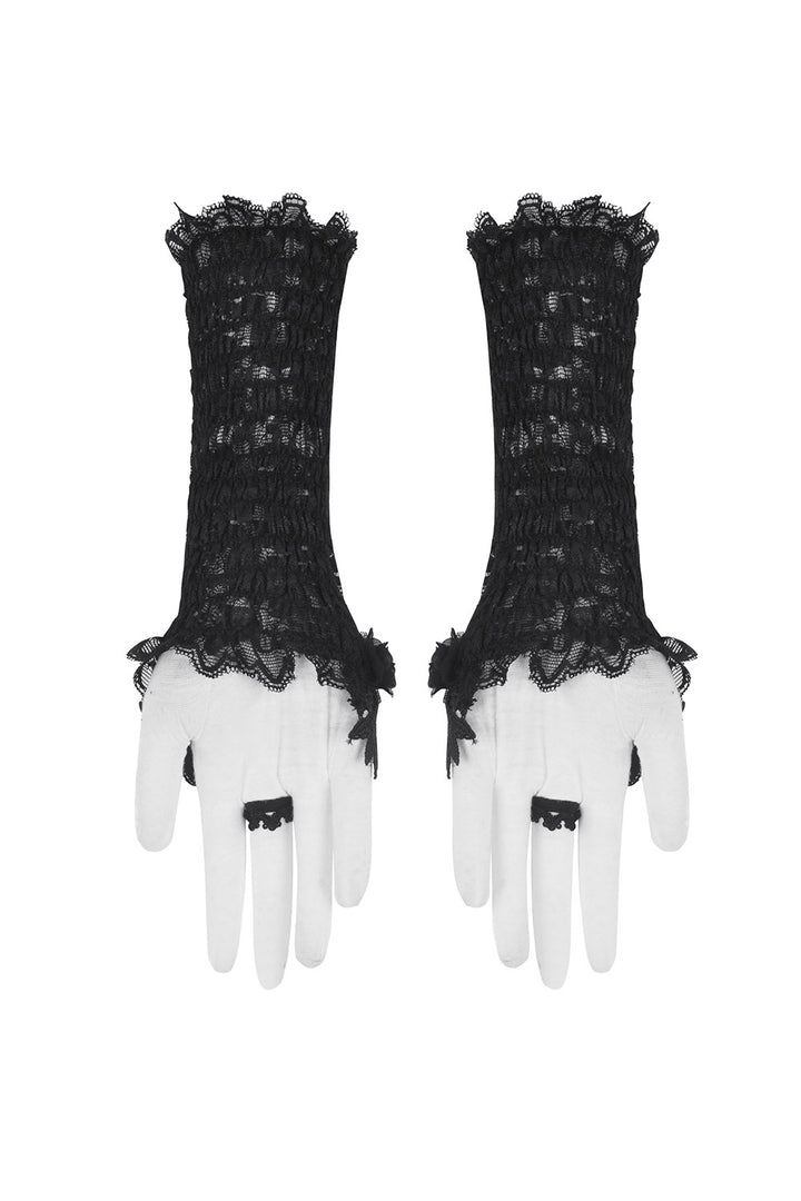 lace embroidered fingerless gothic arm warmers