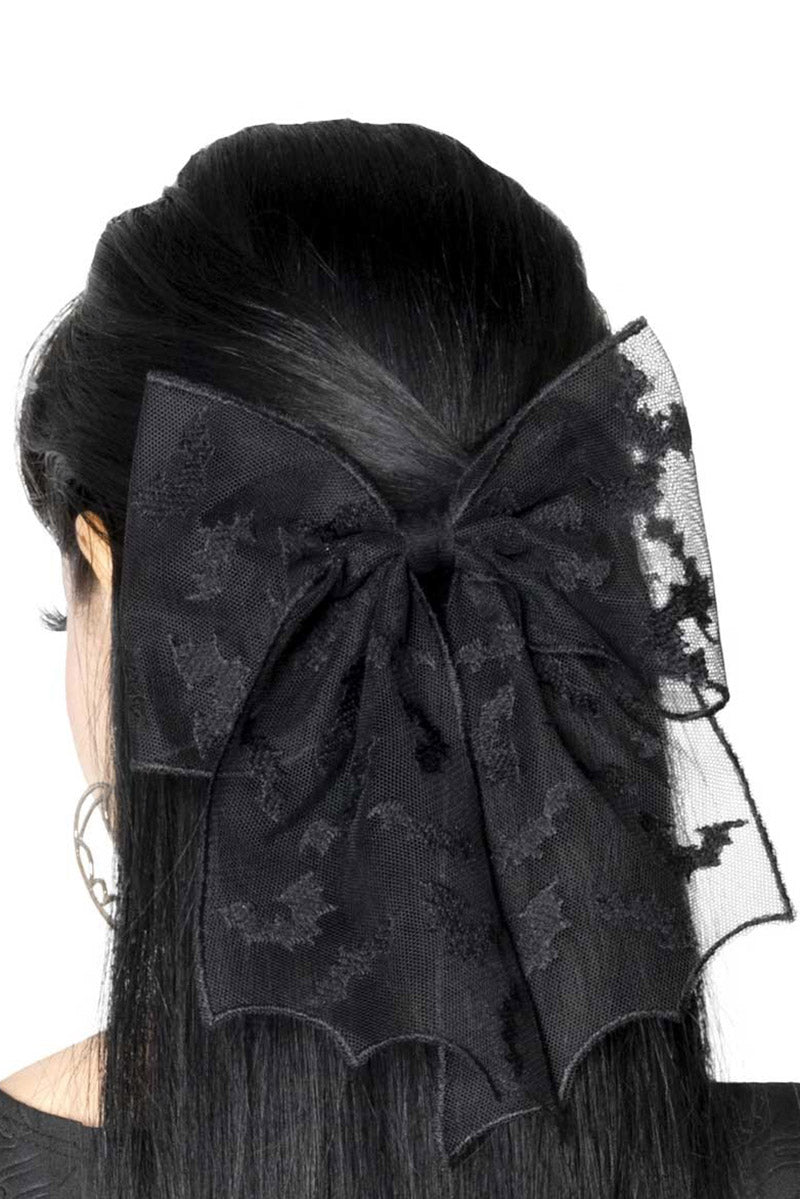 embroidered bat hair bow