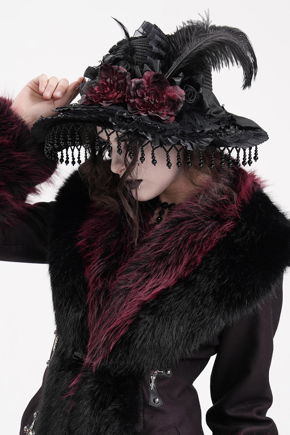 beaded gothic hat