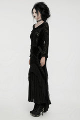 womens punk size black lace-up gothic blouse