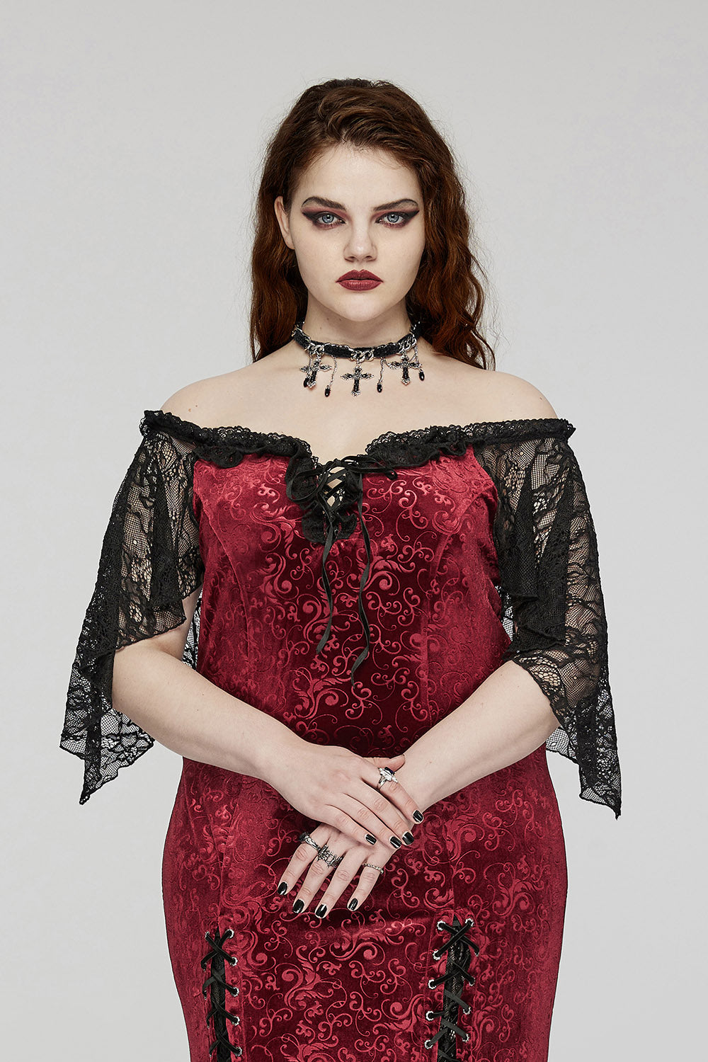 black beaded vampire goth necklace