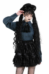 womens blue victorian goth blouse