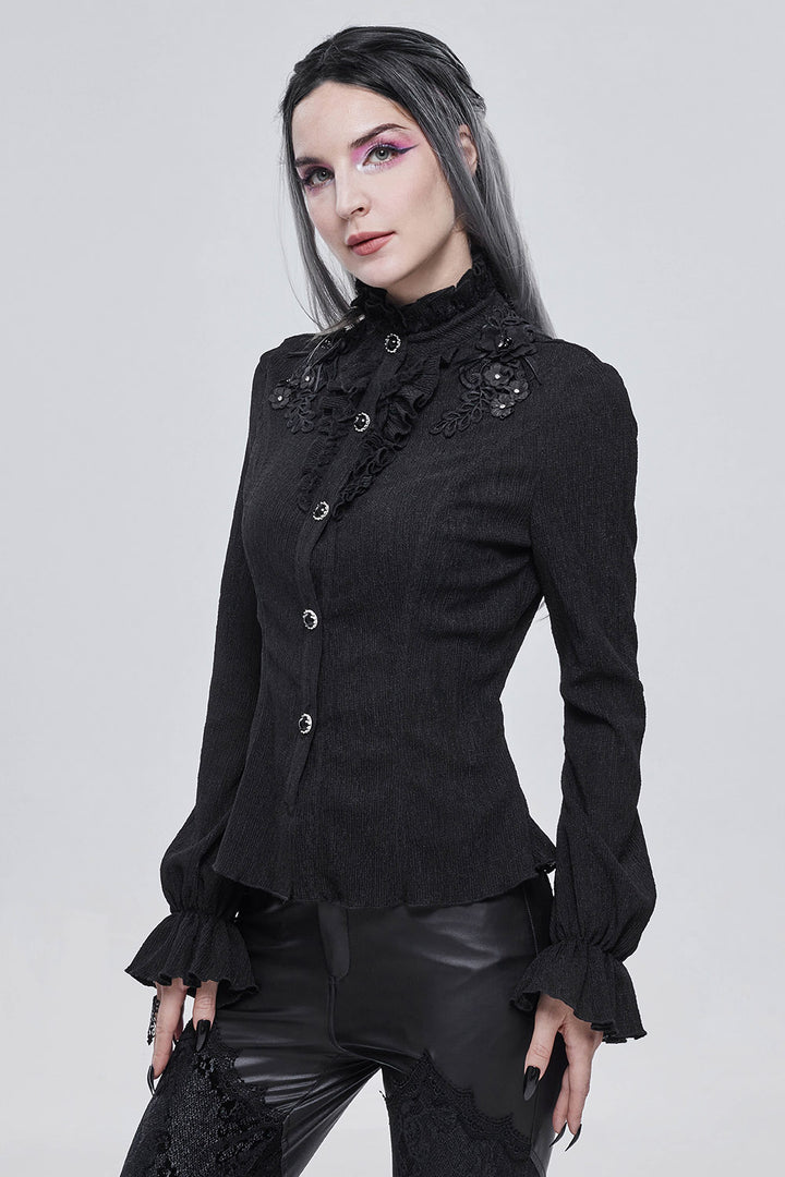 beaded button-down gothic blouse