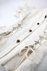laced-up cotton lace-up womens blouse with ornate buttons 