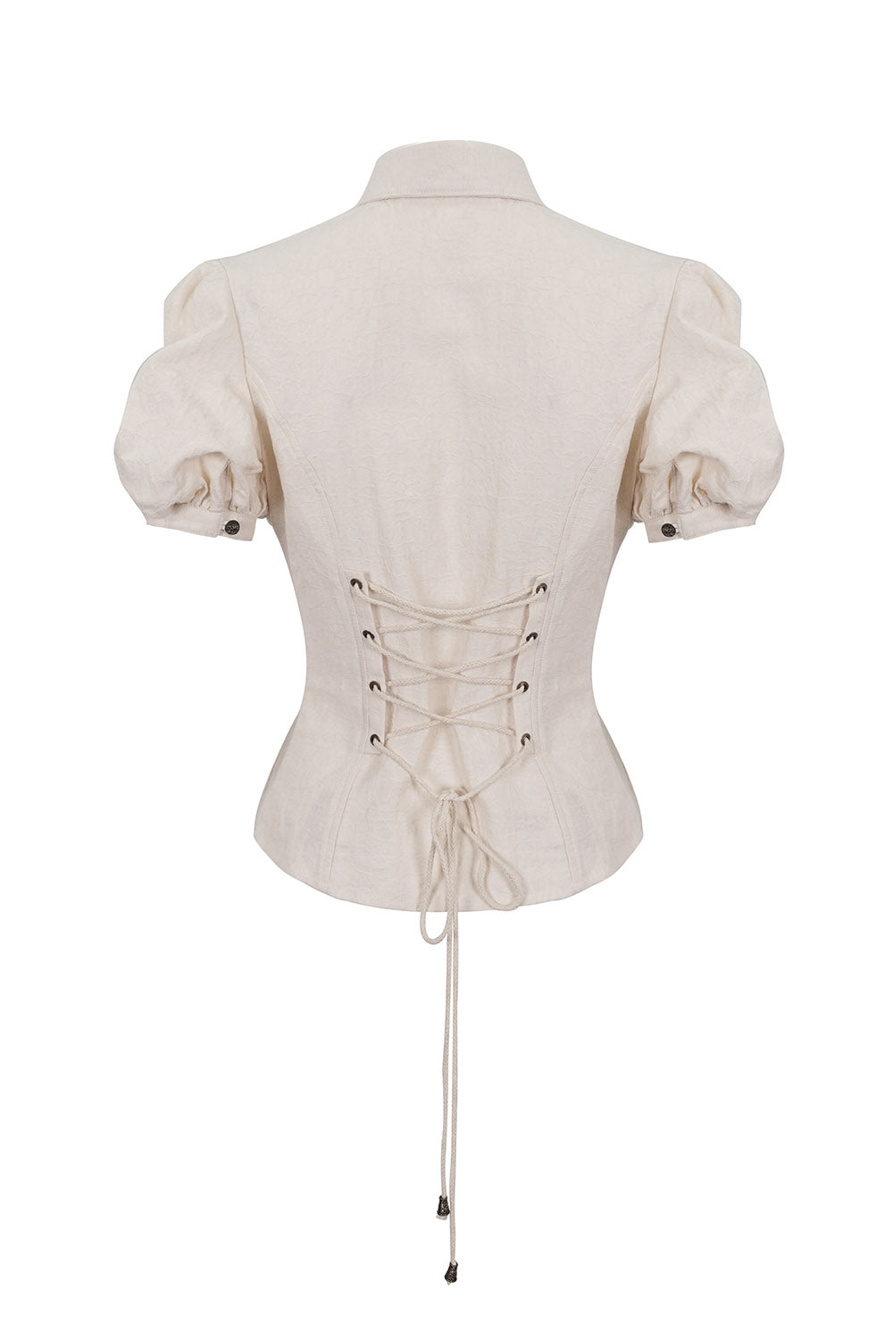 whimsical collared cotton lace-up womens blouse