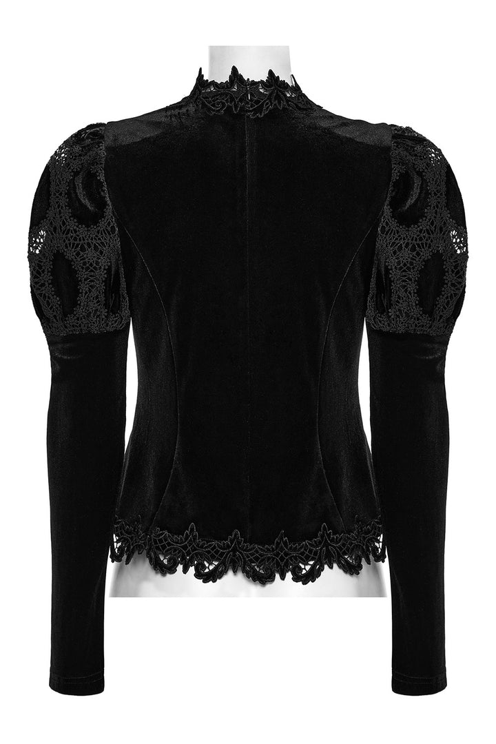 vintage inspired black velvet puff sleeve gothic top