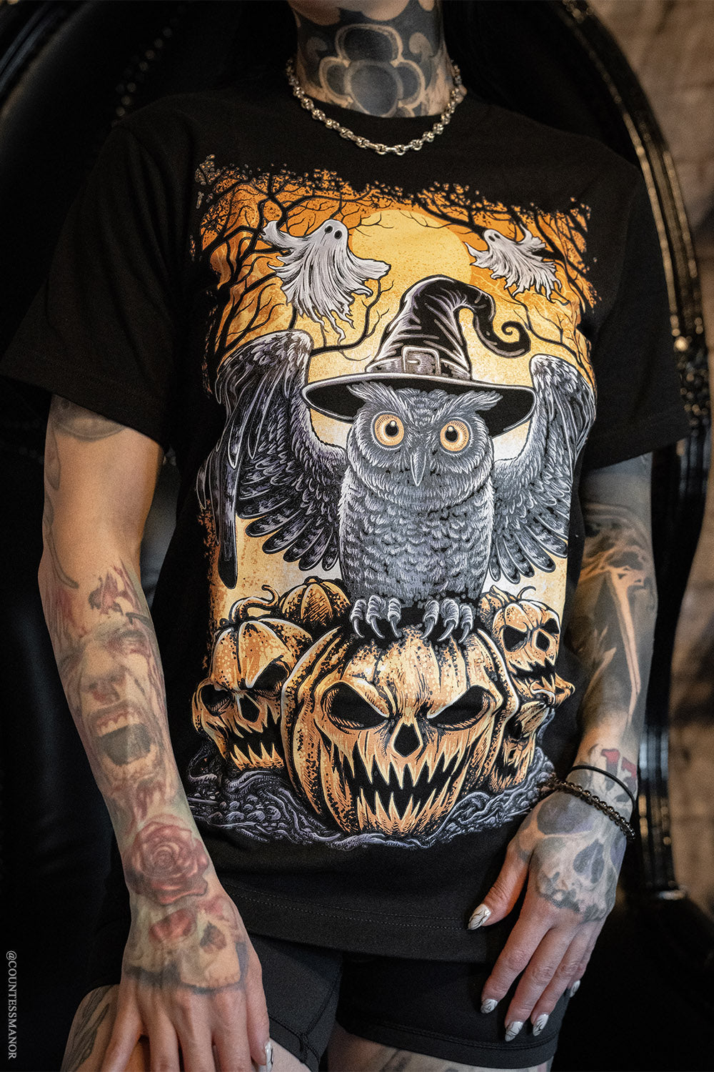 halloween gothic owl t-shirt by vampirefreaks