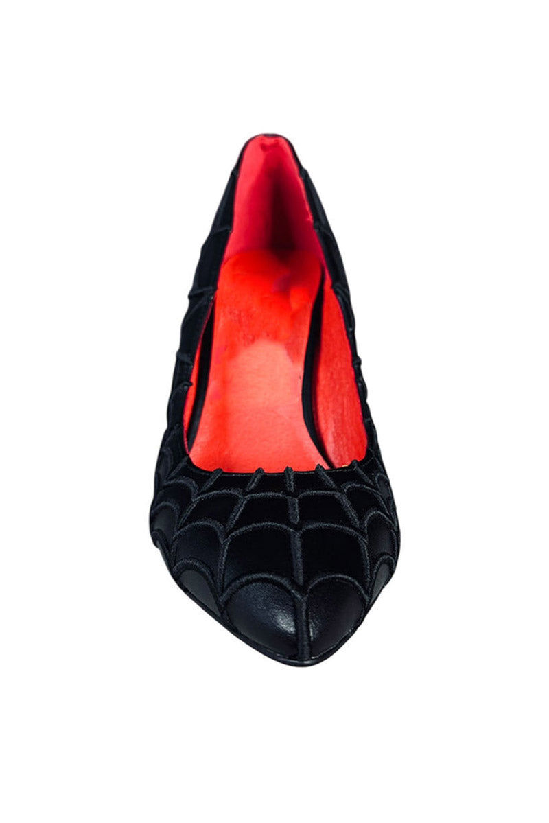 womens rockabilly embroidered spiderweb goth pin up high heels