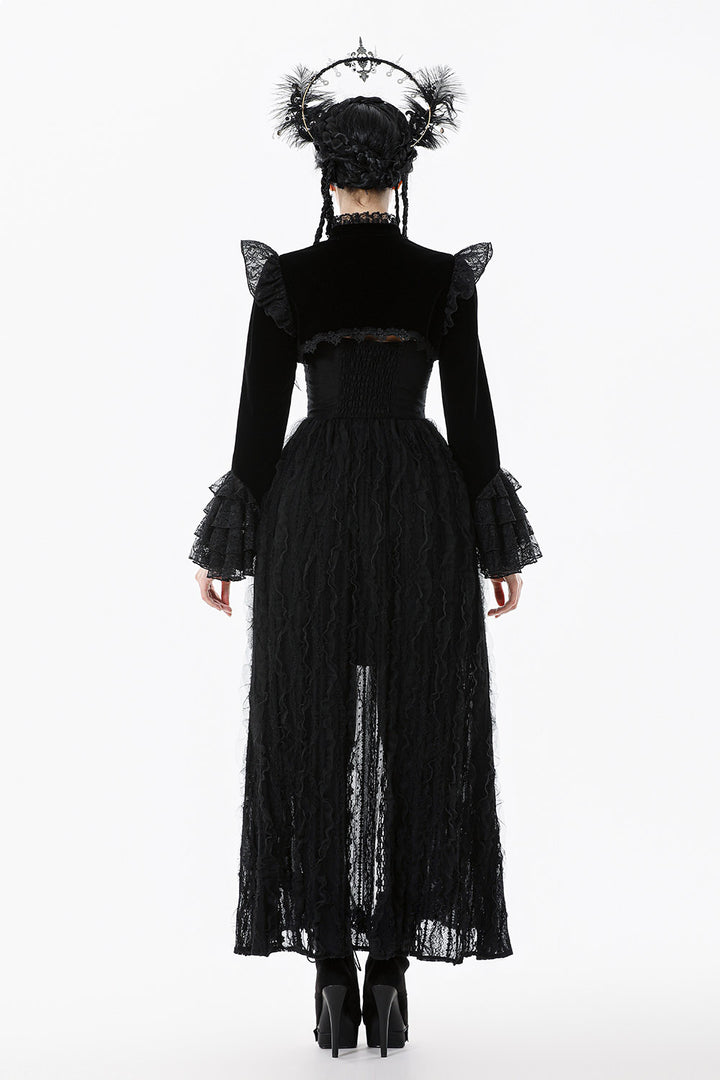 layered cuff long sleeve ruffled shrug bolero jacket