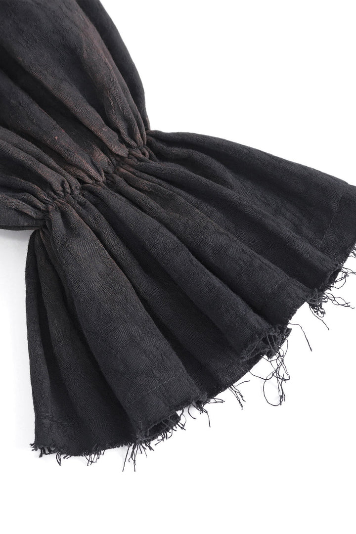 womens steampunk long sleeve high collar pirate blouse  with tattered cuffs