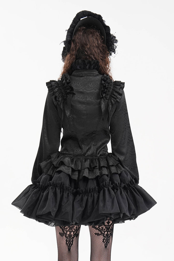 puffed sleeve ruffled lace long sleeve Victorian top
