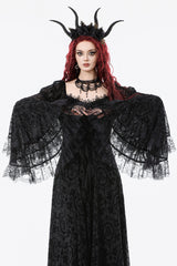 womens long sleeve black vampire dress with layered sleeves