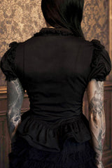 ruffled peplum puff sleeve victorian blouse