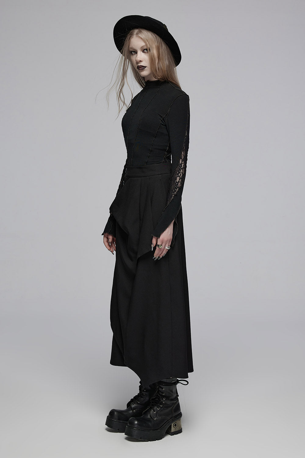 victorian long black maxi skirt