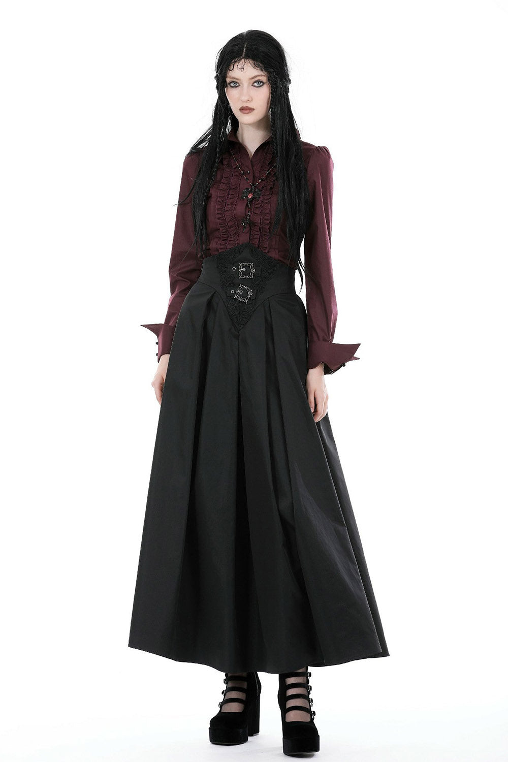 Edwardian goth black maxi skirt