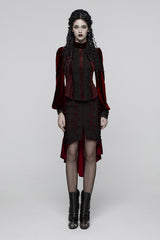 victorian vintage inspired dark red velvet vampire goth shirt for women