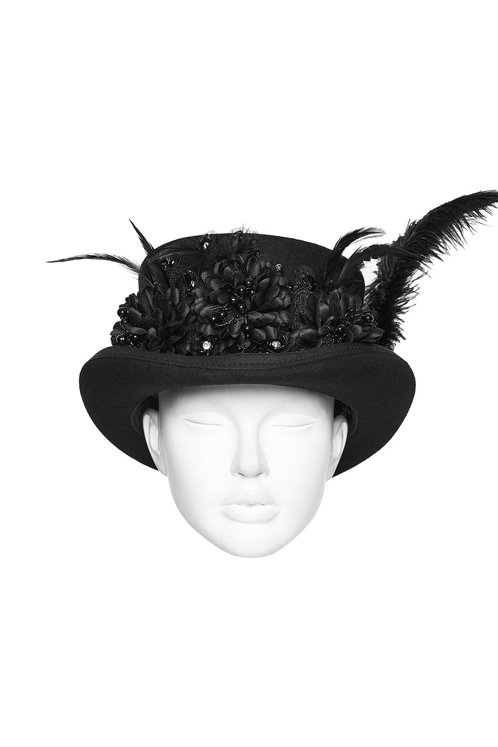 gothic top hat with rooster feather