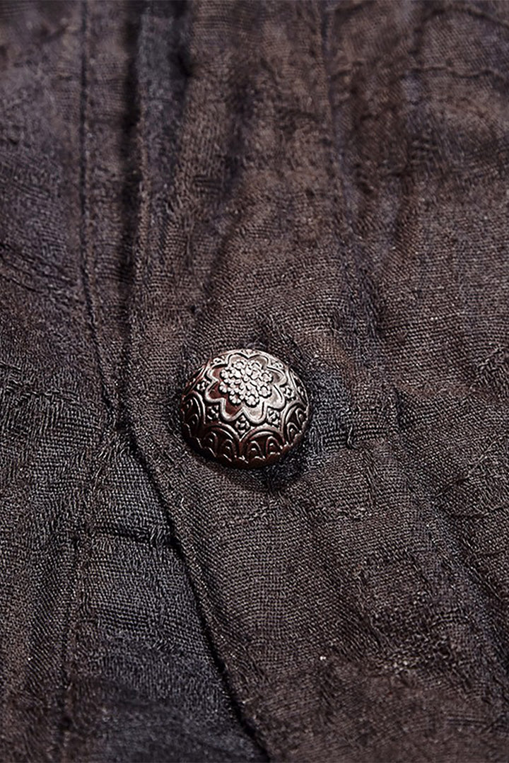 mens long sleeve antiqued victorian buttoned linen shirt