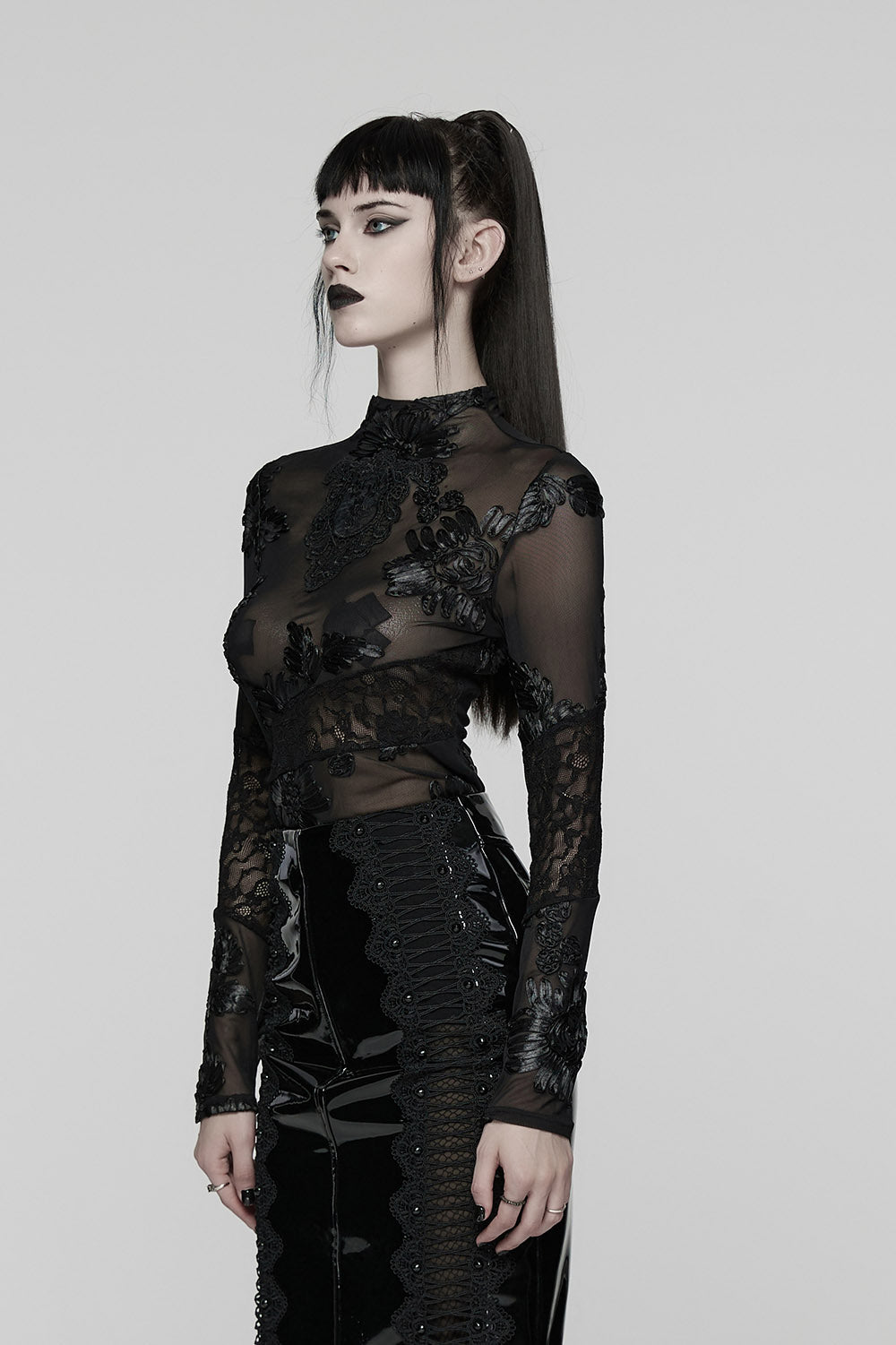 Funeral Flowers Appliqué Mesh Top