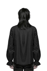 lace-up mens cotton ruffled shirt