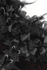 black rose lace-up corset blouse