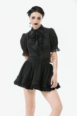gothic lace short sleeve puff blouse