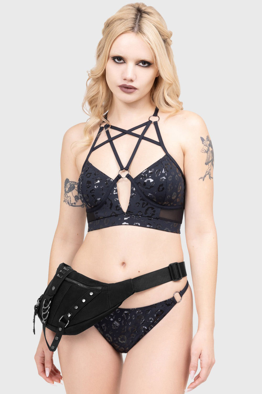 studded punk waist bag for concerts