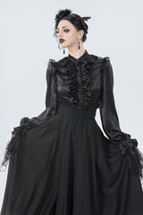 Victorian goth full length womens black skirt