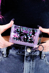 Liquid Glitter Tiny Wallet [Nocturnal Hearts - CLEAR]