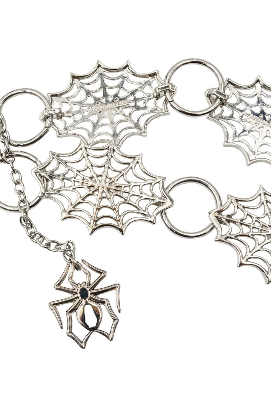womens o ring and metal goth spiderweb chain belt by kreepsville