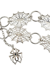 womens o ring and metal goth spiderweb chain belt by kreepsville