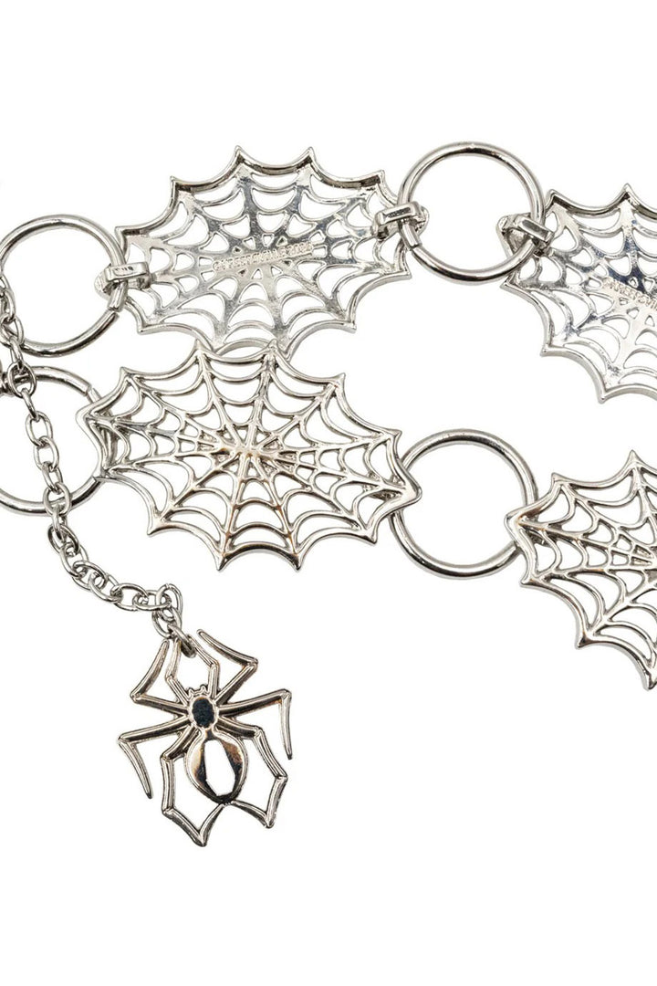 womens o ring and metal goth spiderweb chain belt by kreepsville