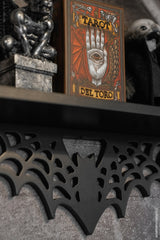 victorian goth black wood spiderweb shelf