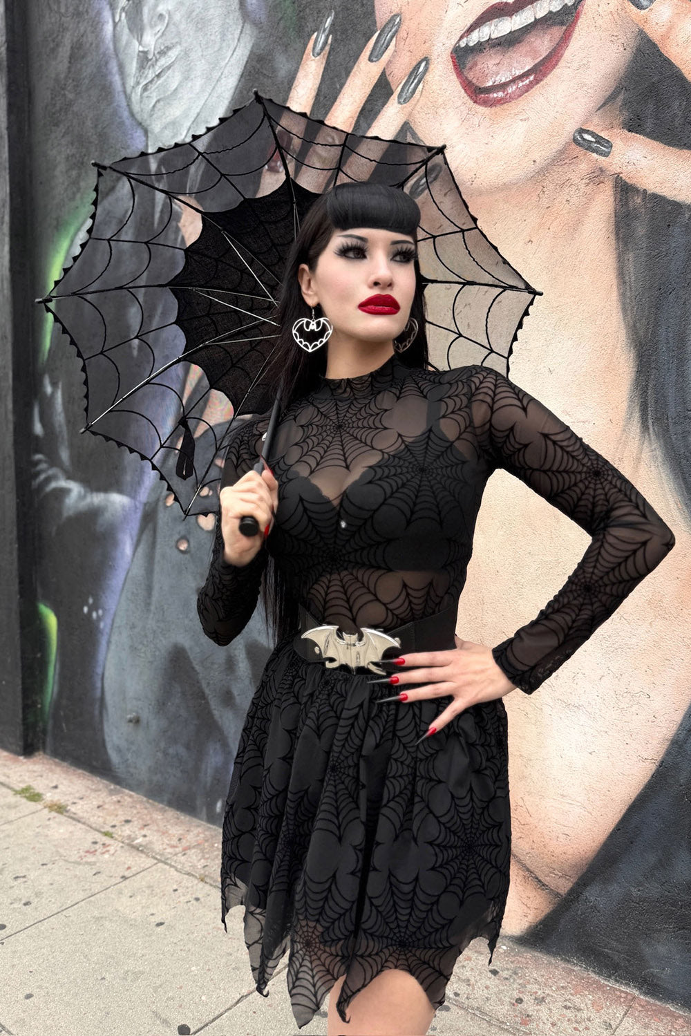 rockabilly black spiderweb umbrella