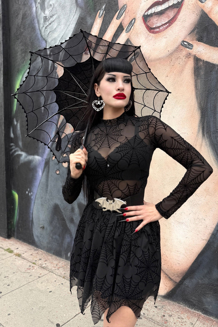 rockabilly black spiderweb umbrella