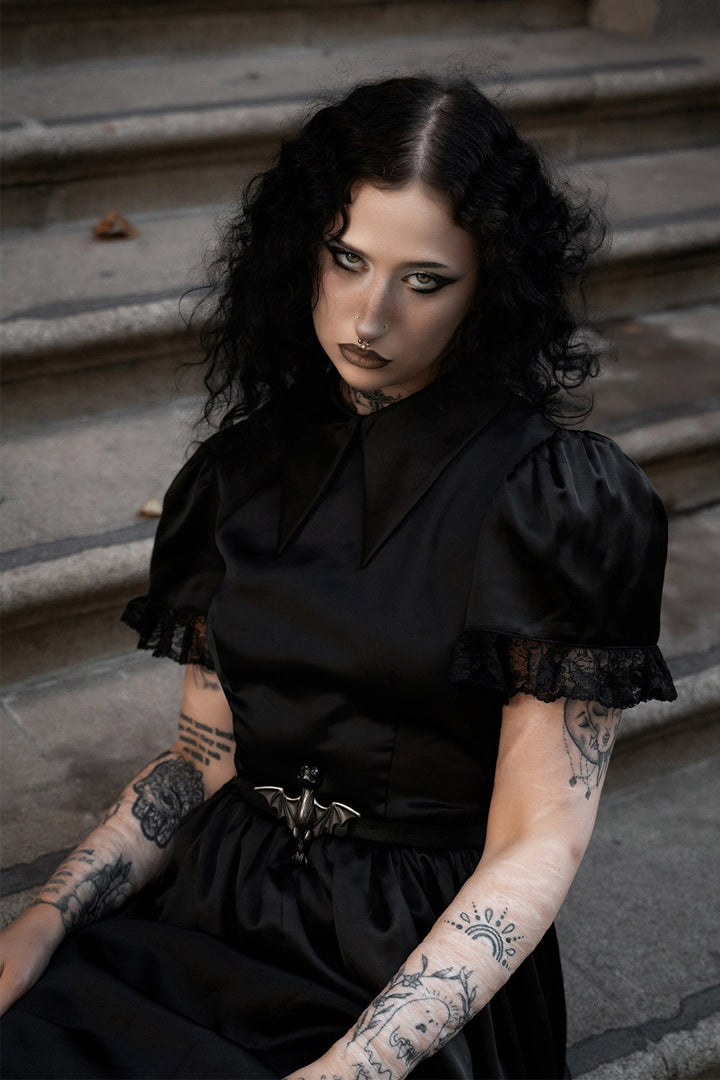 lace hem fit and flare goth dress