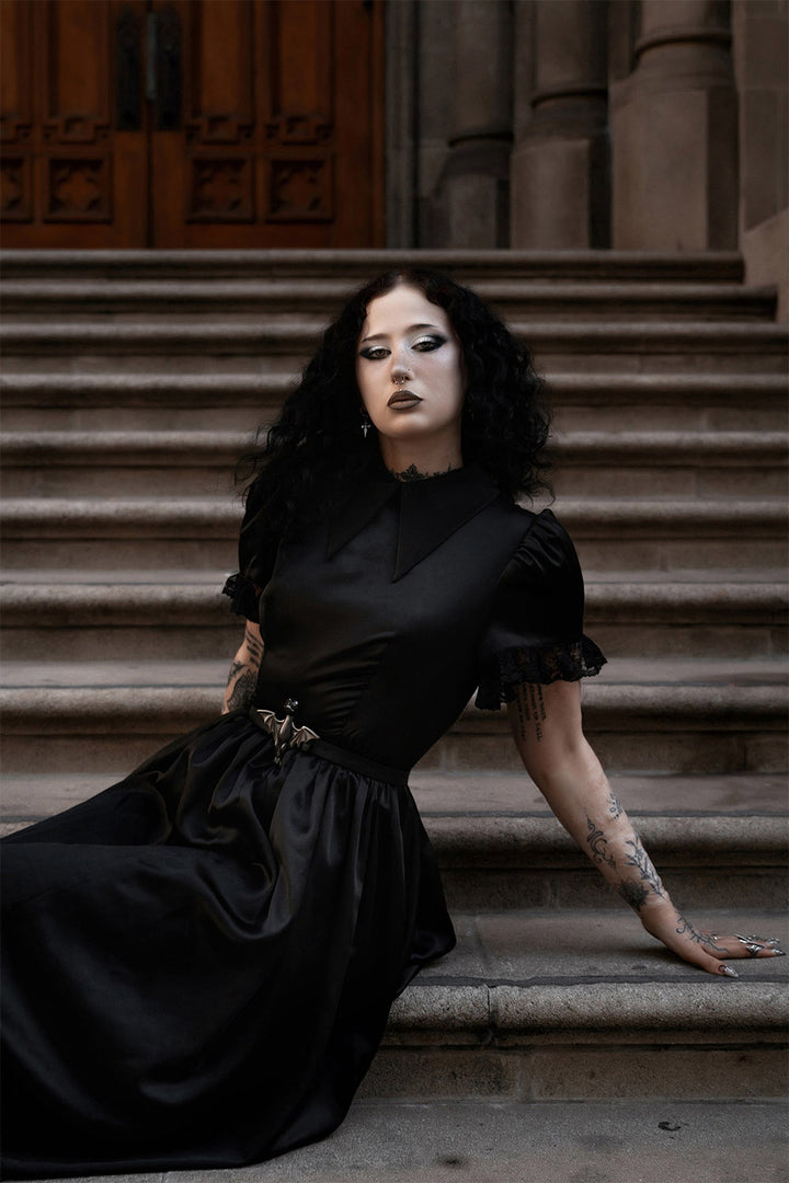 dark academia sarin fit and flare goth dress