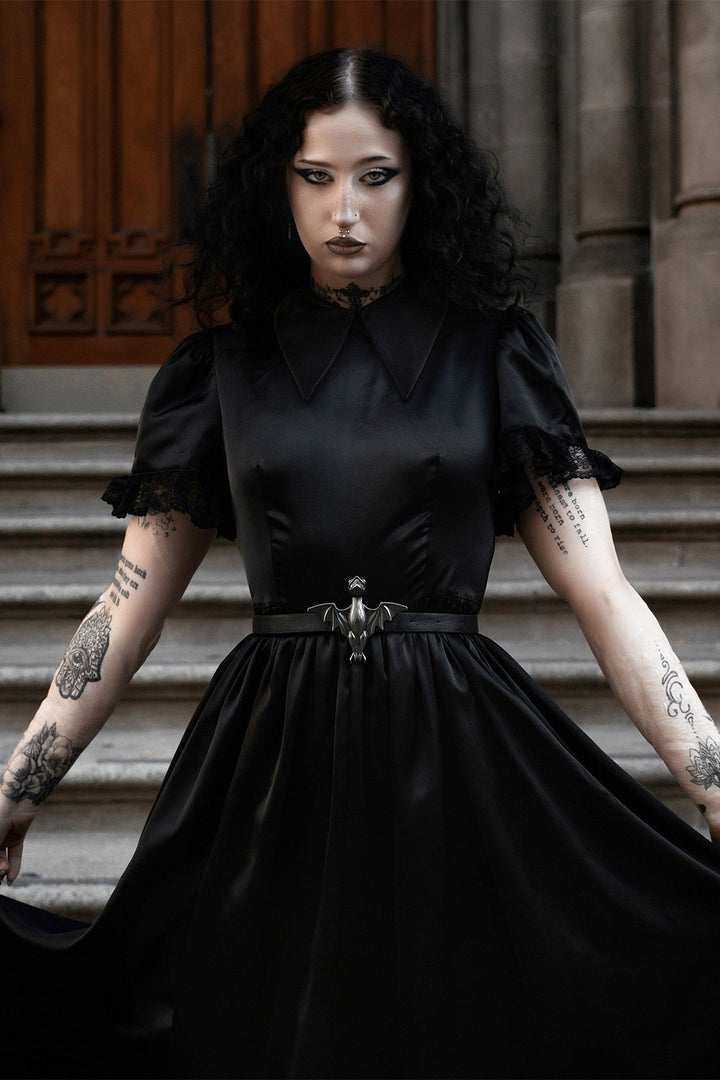 peter pan collar fit and flare goth dress